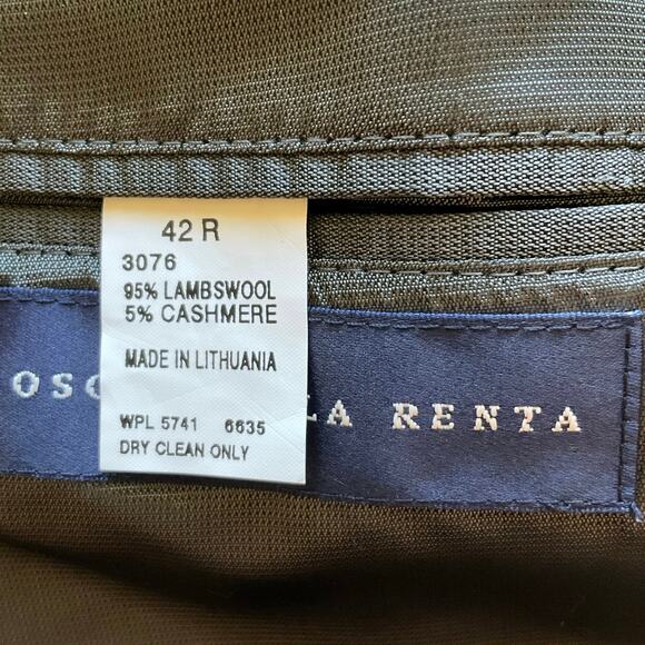 Oscar de la Renta 42R Gray Lambswool Cashmere Blazer Two Button Sport Coat - Picture 7 of 9